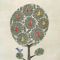 実のある木と鳥
